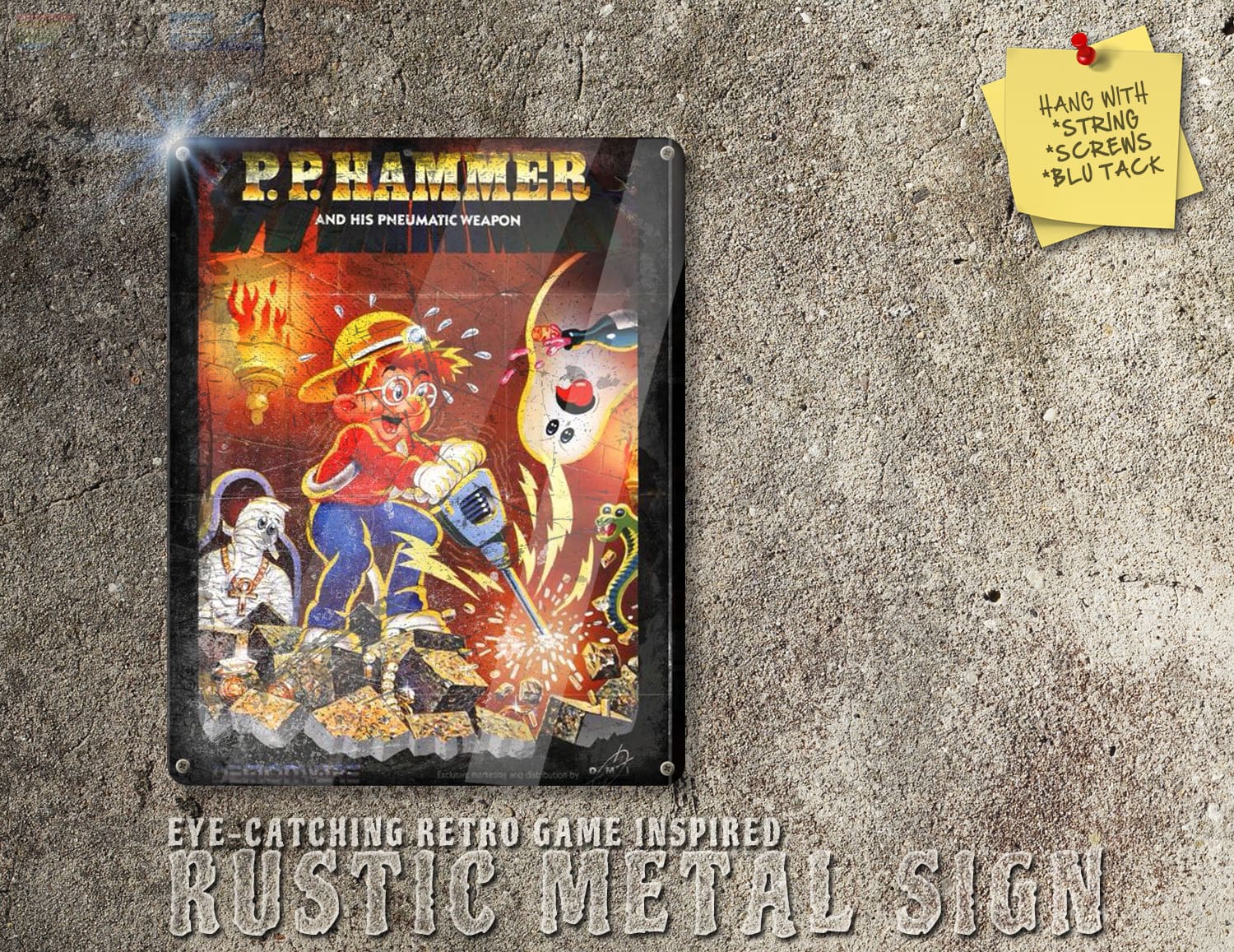 Weathered Look Amiga P.P. Hammer Box Artwork Metal Sign 687